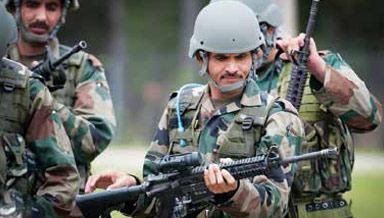 Indian Army Jawan with an assault rifle