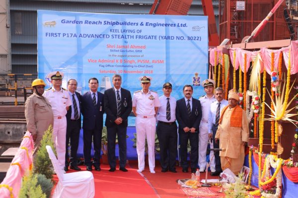 Photo of 1st P17A (Yard 3022) Keel Laying at GRSE