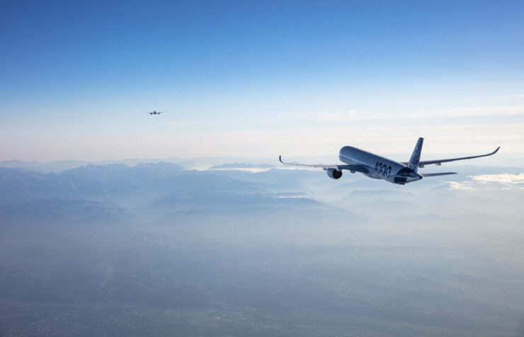 A350 aircraft flying